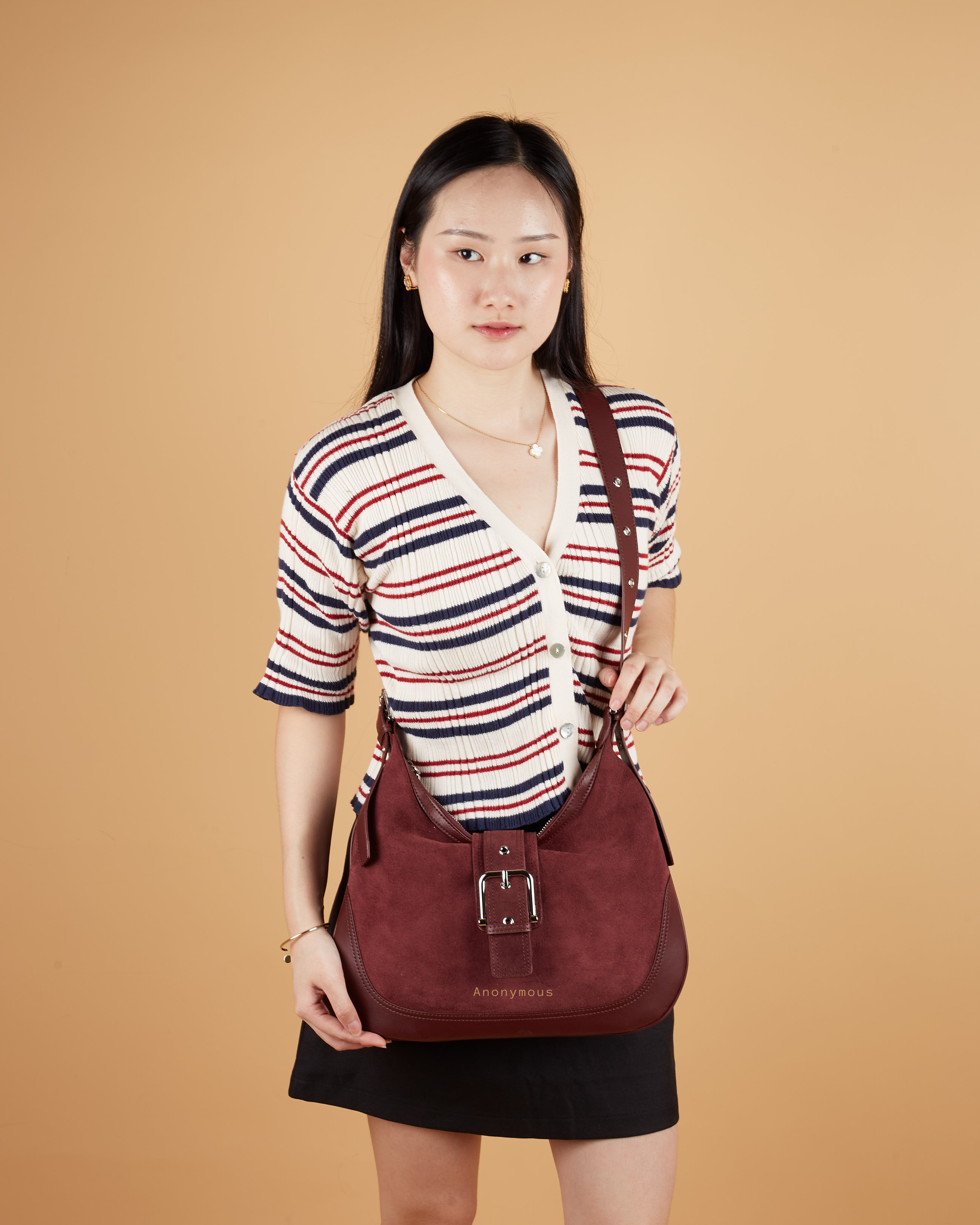 Anonymous Karin Hobo Sling Bag Suede Leather No Brand (Tas Kulit)