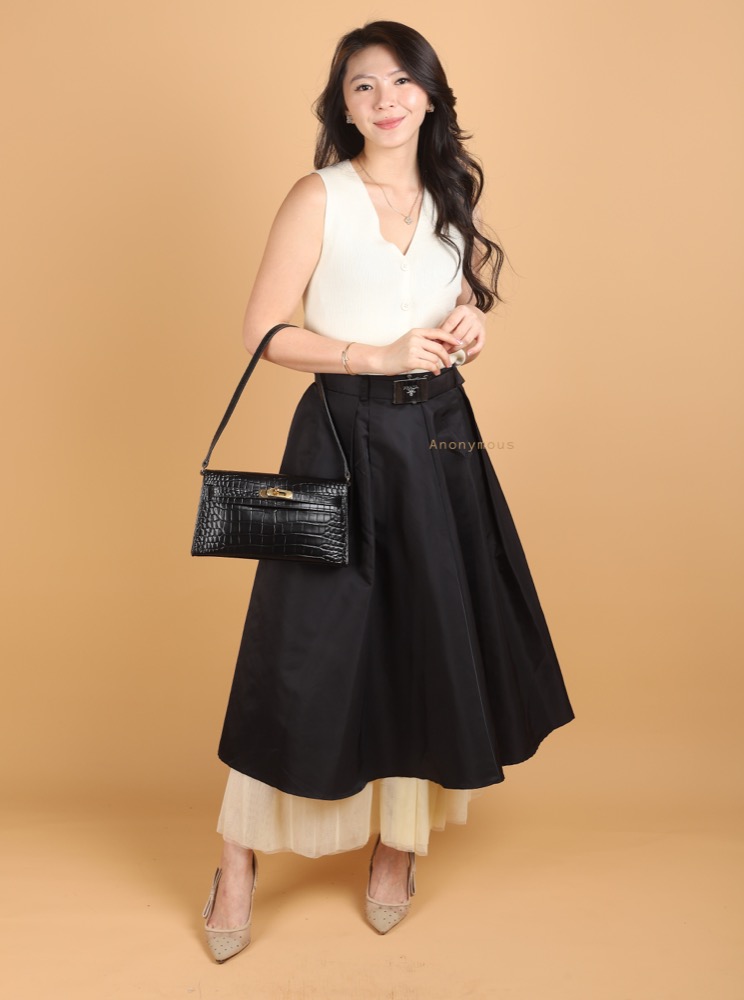 Anonymous Brielle Croco Embossed Double Strap Bag (No Brand)