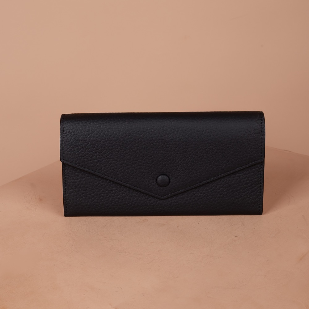 Anonymous Vee Long Wallet Grained Leather No Brand (Dompet Kulit)