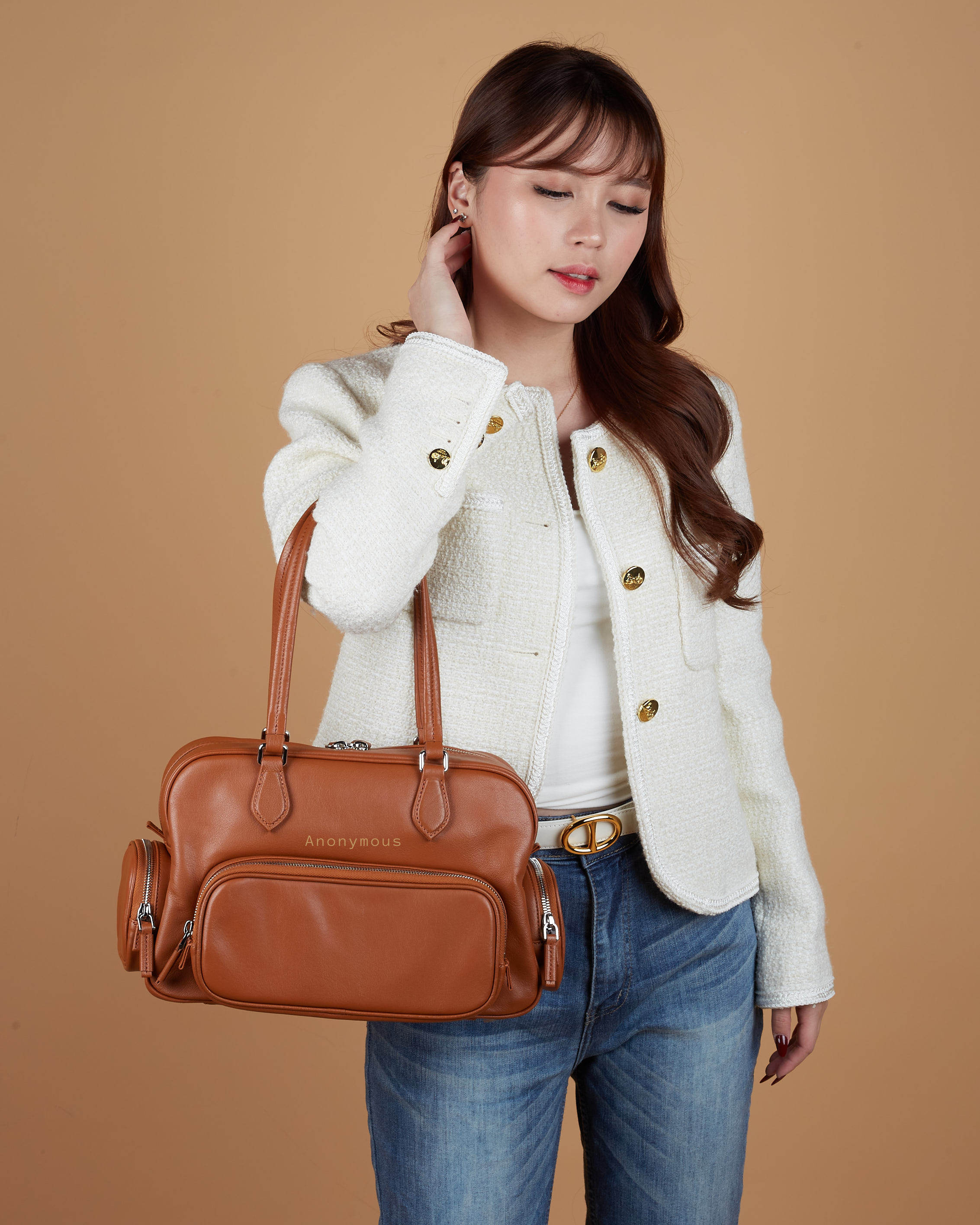 Anonymous Vanda w/ 2 Pockets Swift Leather PHW No Brand (Tas Kulit)
