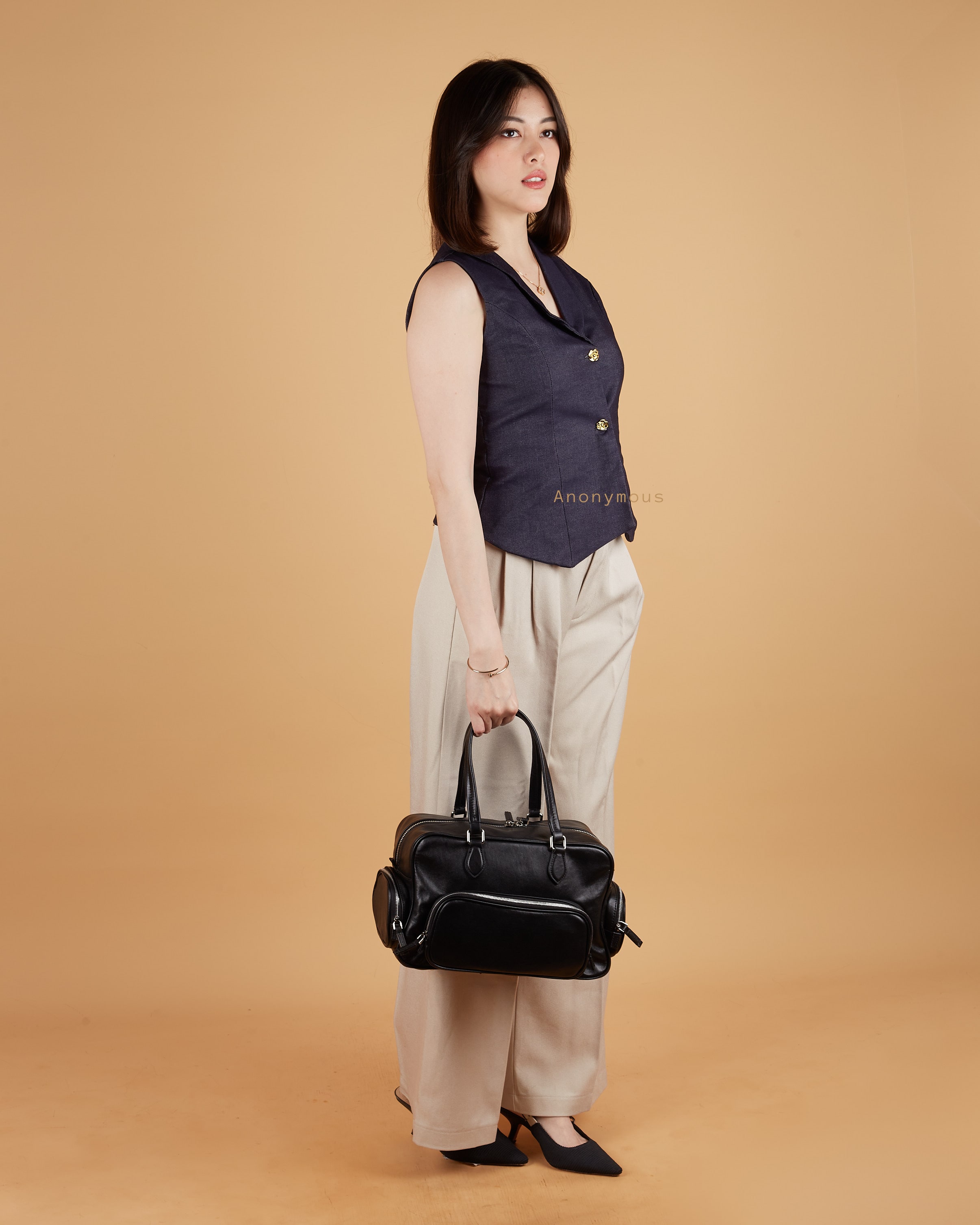 Anonymous Vanda w/ 2 Pockets Swift Leather PHW No Brand (Tas Kulit)