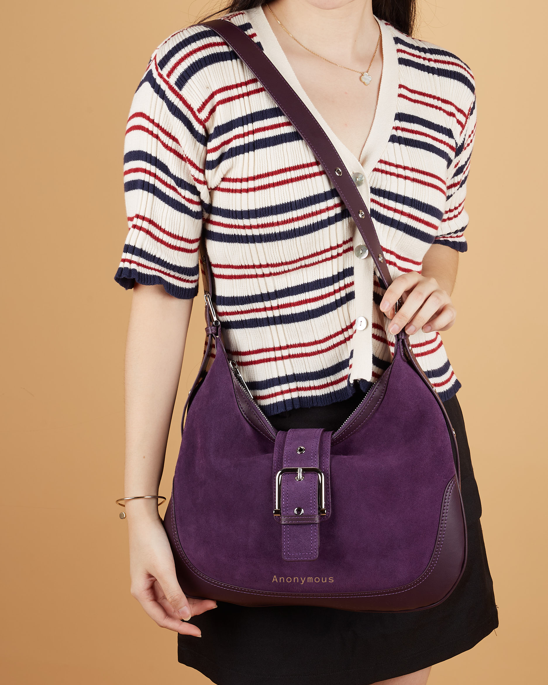 Anonymous Karin Hobo Sling Bag Suede Leather No Brand (Tas Kulit)